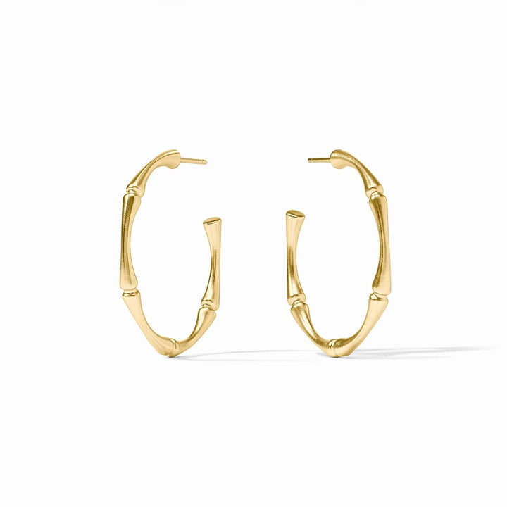 Bamboo Hoop Earrings - Gold Womens Earrings Julie Vos Medium 