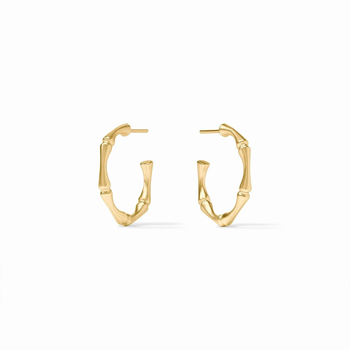 Bamboo Hoop Earrings - Gold Womens Earrings Julie Vos Small 