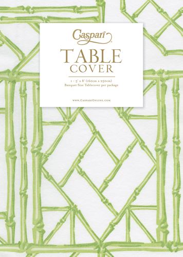 Bamboo Screen Moss Green Paper Linen Tablecover Tablecloth Caspari 