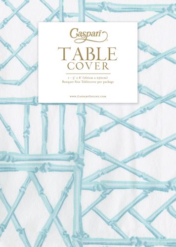 Bamboo Screen Robin's Egg Paper Linen Tablecover Tablecloth Caspari 