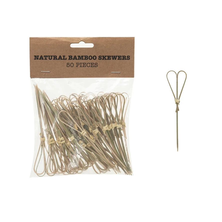 Bamboo Single Use Skewers with Heart Shaped Handles Toothpicks Creative Co-Op - Finch & Fennel 