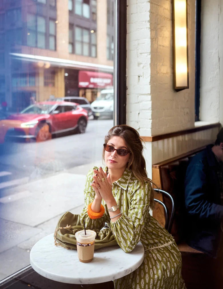 Banyan Long Sleeve Dress - Green Leaf Womens Dress Livro 