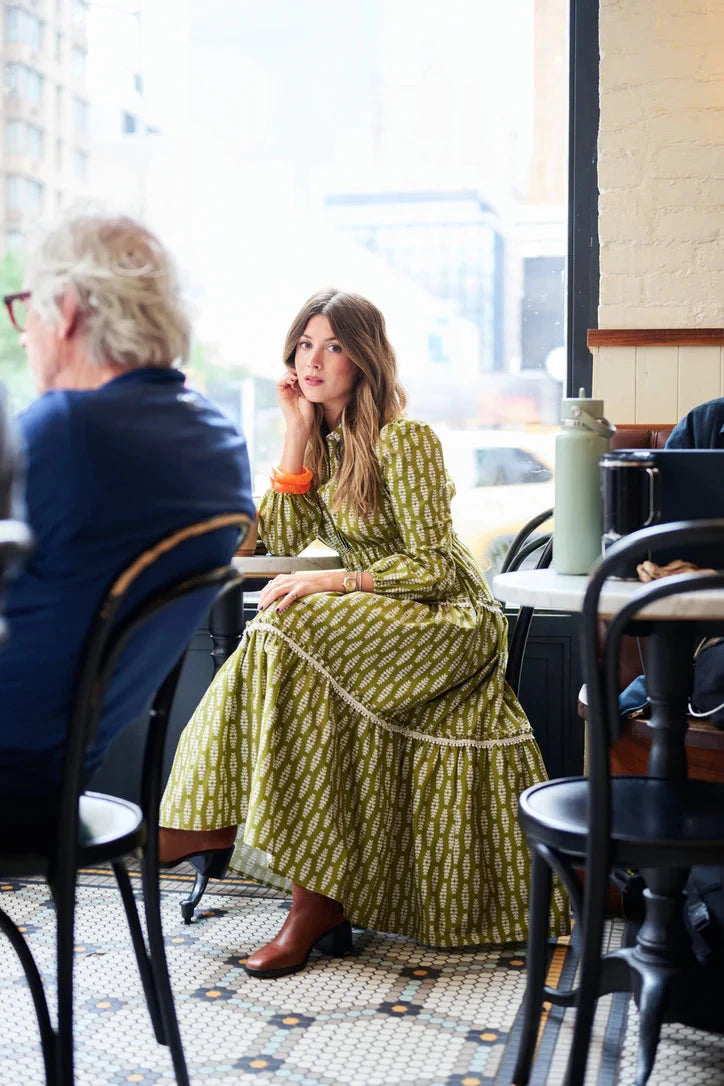 Banyan Long Sleeve Dress - Green Leaf Womens Dress Livro 
