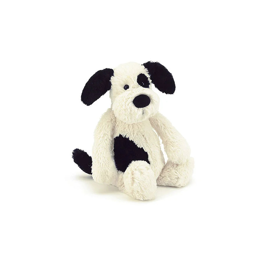 Bashful Black and Cream Puppy - Small Stuffed Animal JellyCat 