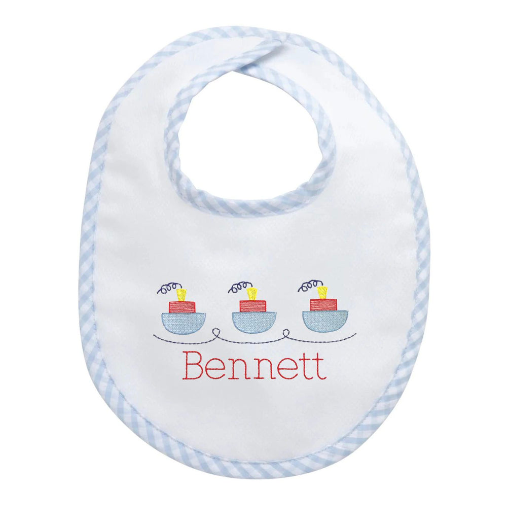 Basic Bib - Monogrammable Bib 3 Marthas Blue Big Check 