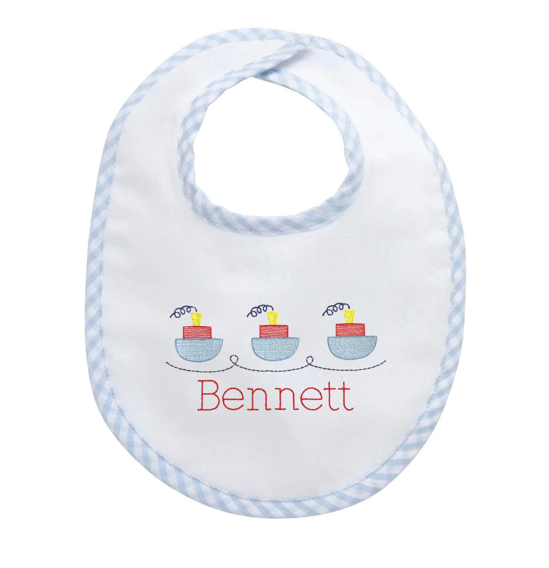 Basic Bib - Monogrammable Bib 3 Marthas Blue Big Check 