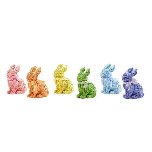 Basket Weave Easter Bunny with Bow Spring Decor Two's Company 