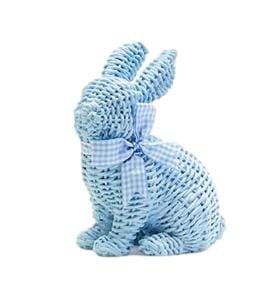 Basket Weave Easter Bunny with Bow Spring Decor Two's Company Blue 