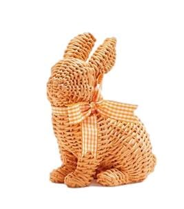 Basket Weave Easter Bunny with Bow Spring Decor Two's Company Orange 