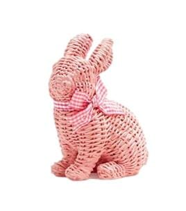 Basket Weave Easter Bunny with Bow Spring Decor Two's Company Pink 