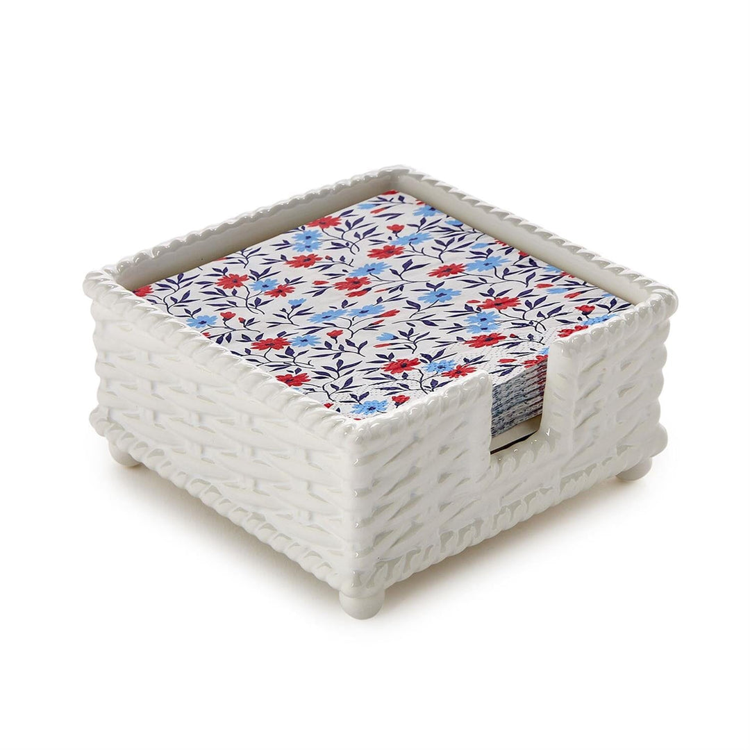 Basketweave Cocktail Napkin Holder Napkin Holder Two's Company 