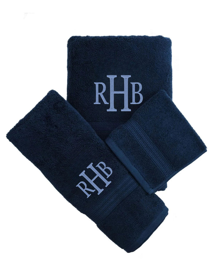 Bath and Hand Towels - Navy Bath Towels Kassatex 
