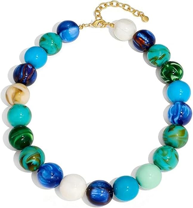 Bauble Bead Necklace - Blue Womens Necklace The Horseshoe Crab 