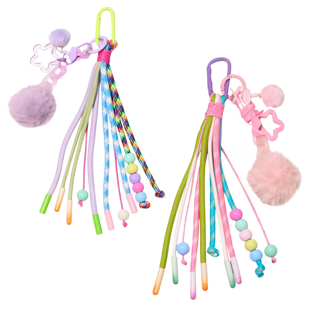 Bead & Pastel Cord Bag Charm Bag Charm Violet & Brooks 