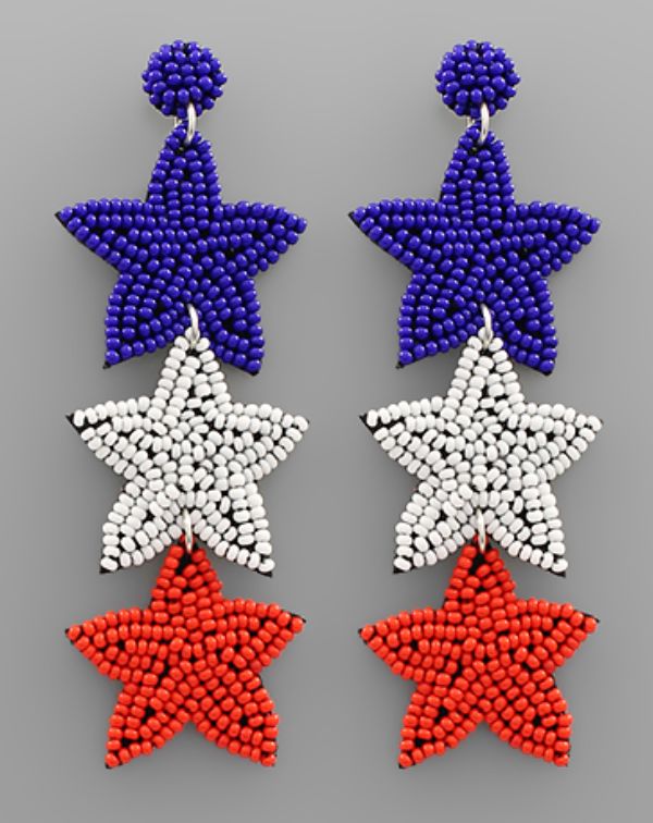 Beaded 3 Star Earrings Womens Earrings Golden Stella 