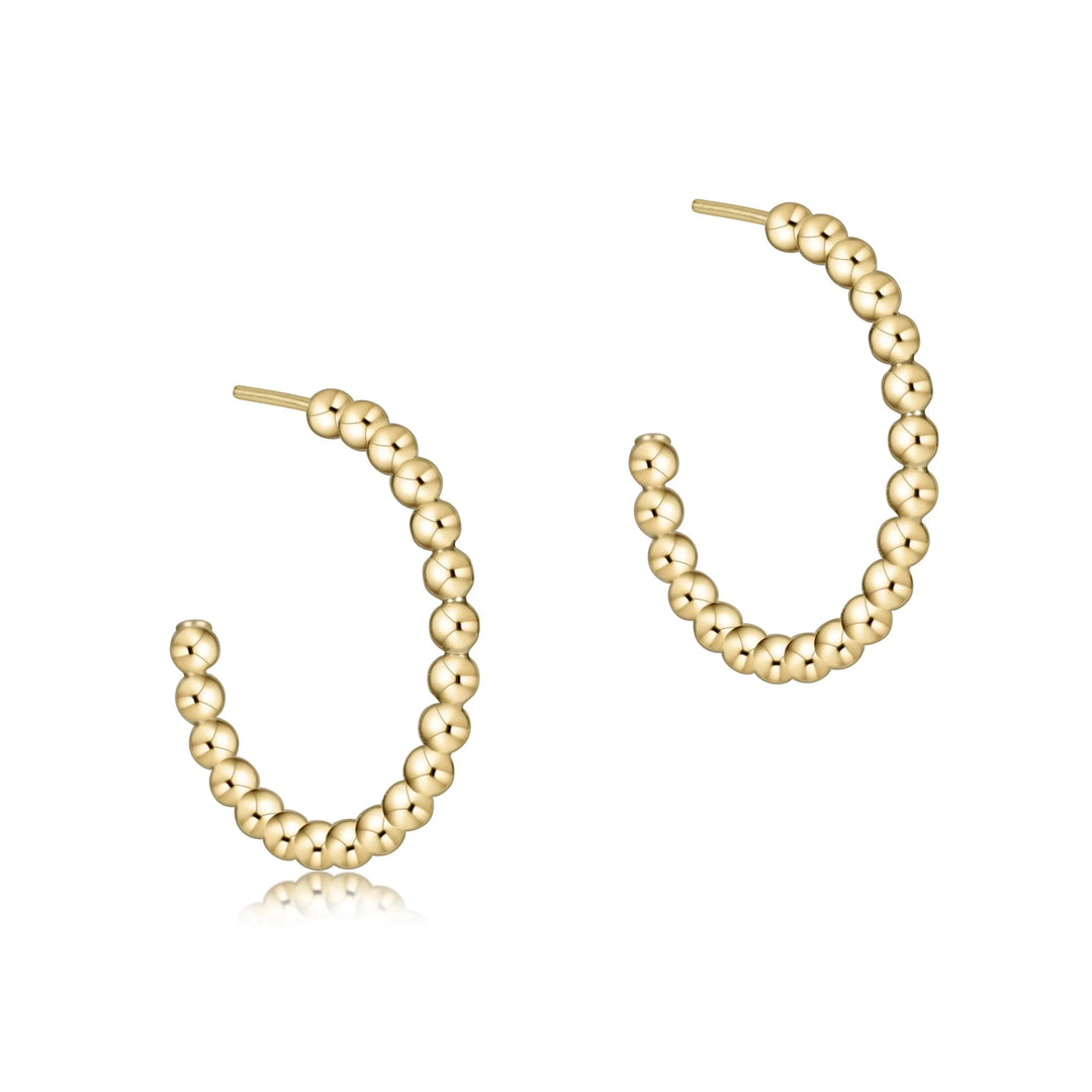 Beaded Classic 1" Post Hoop - 2mm Gold Womens Earrings ENewton 