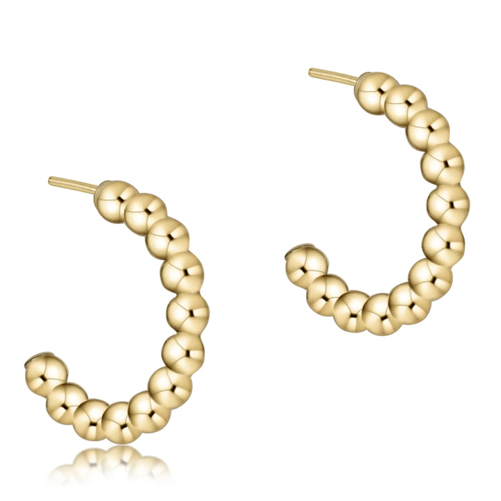 Beaded Classic 1" Post Hoop Earrings Womens Earrings ENewton 3mm 