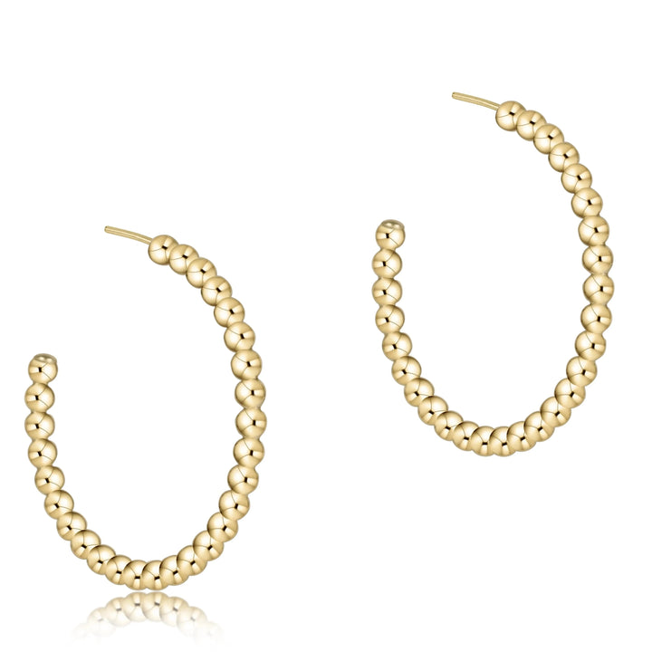 Beaded Classic 1.25" Post Hoop Earrings Womens Earrings ENewton 3mm 