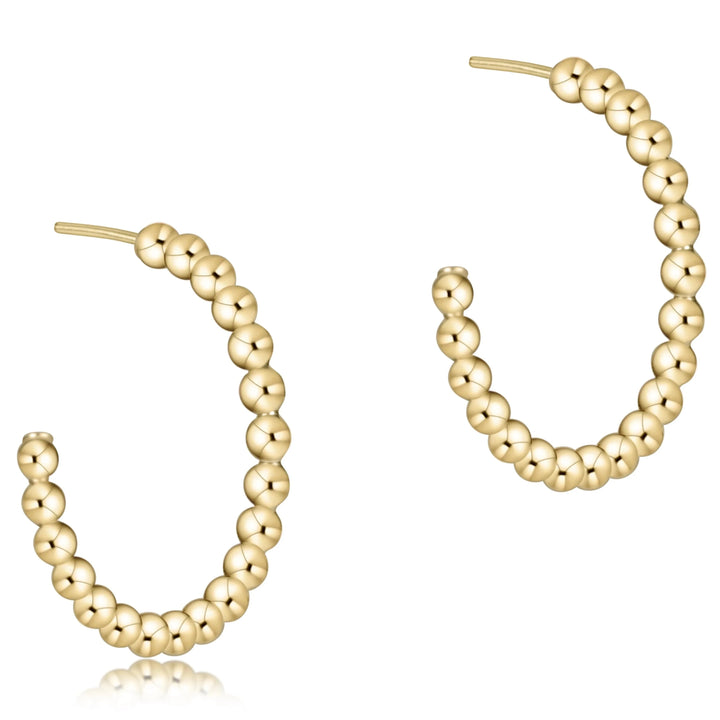 Beaded Classic 1.25" Post Hoop Earrings Womens Earrings ENewton 4mm 