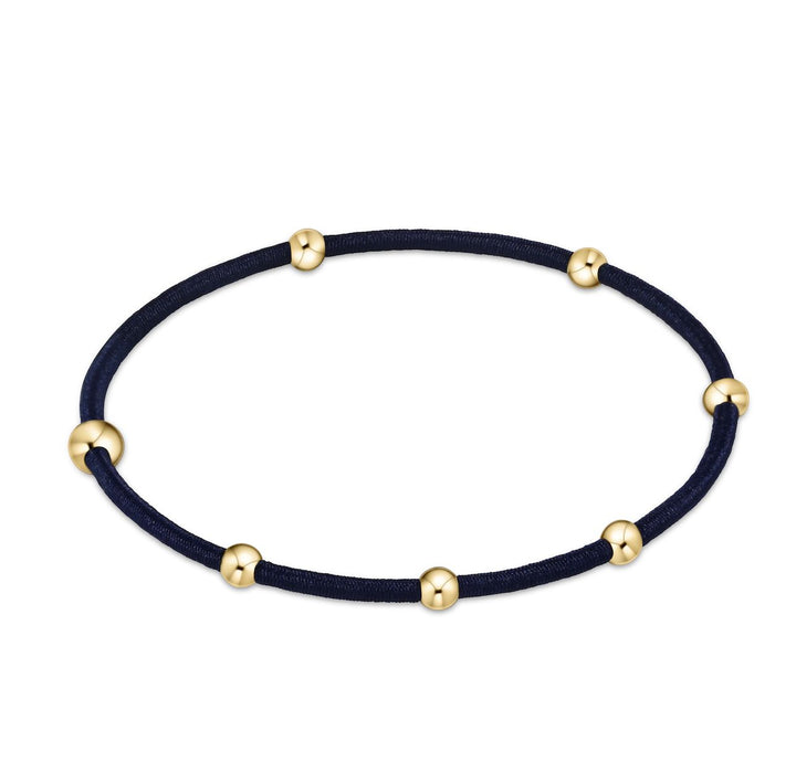 Beaded "e"ssentials Pony Tail Holder Singles Womens Hair Accessory ENewton Navy 
