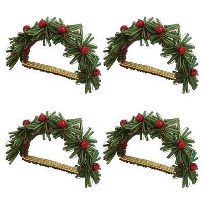 Beaded Flower Napkin Ring Napkin Rings Saro 