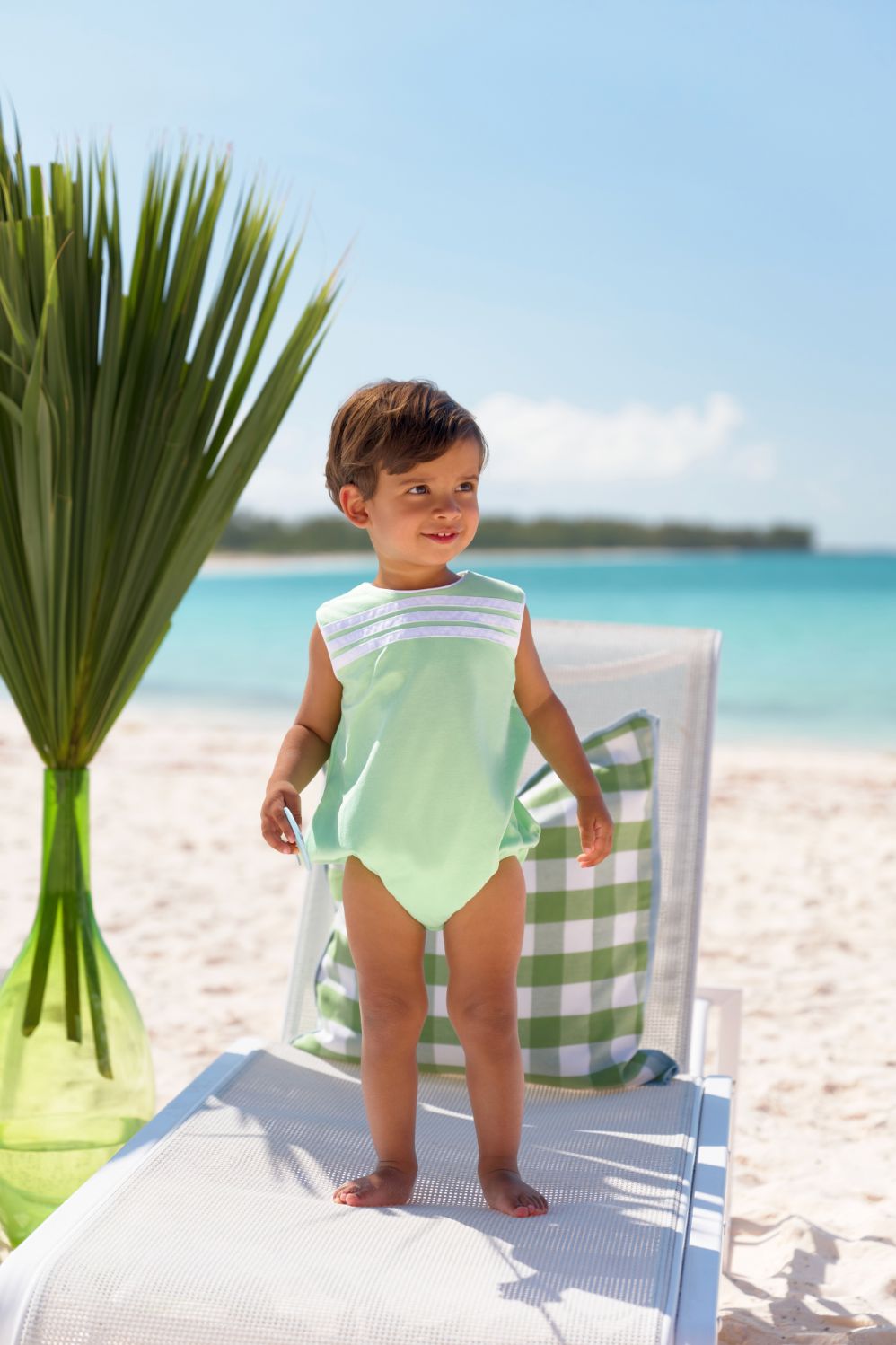Beau Bubble - Grace Bay Green Stripe Boy Bubble Beaufort Bonnet 