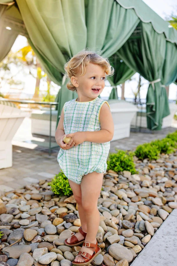 Benjamin Bubble - Gibson Island Green and Lake Worth Yellow Sewanee Seersucker Boy Bubble Beaufort Bonnet 
