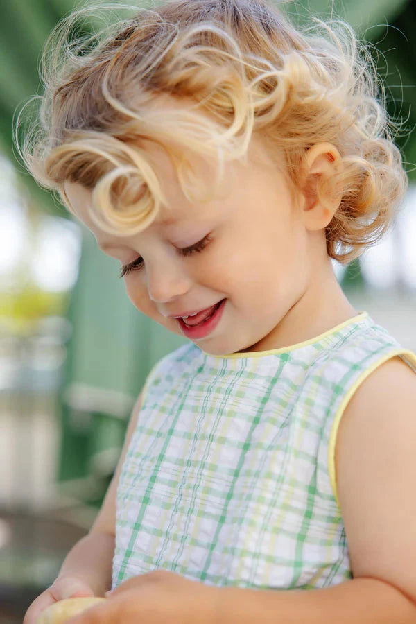 Benjamin Bubble - Gibson Island Green and Lake Worth Yellow Sewanee Seersucker Boy Bubble Beaufort Bonnet 