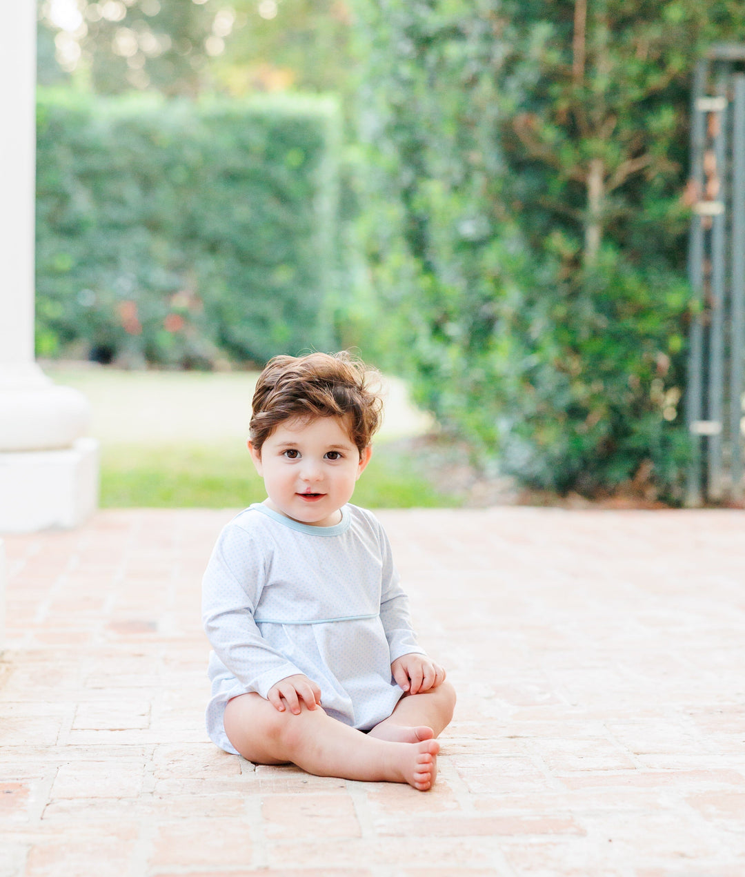 Bennett Bubble - Light Blue Bitty Dot Boy Bubble Trotter Street Kids 