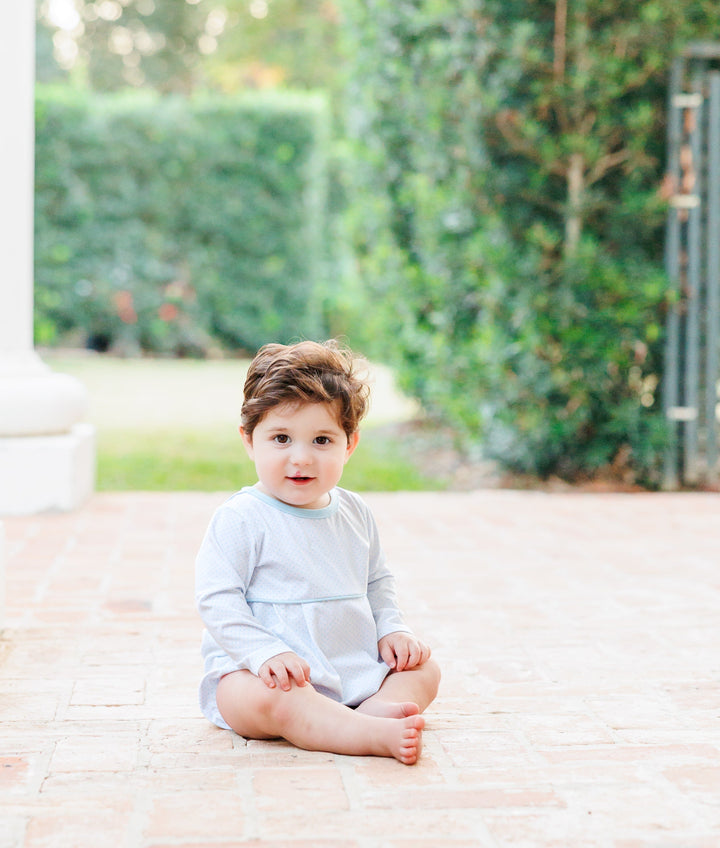 Bennett Bubble - Light Blue Bitty Dot Boy Bubble Trotter Street Kids 