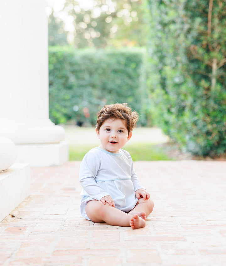 Bennett Bubble - Light Blue Bitty Dot Boy Bubble Trotter Street Kids 