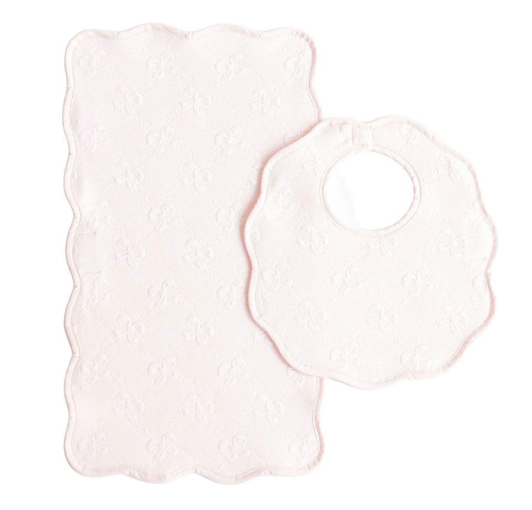 Bib & Burp Set – Pink Bows Burp Cloths Terry Tots 