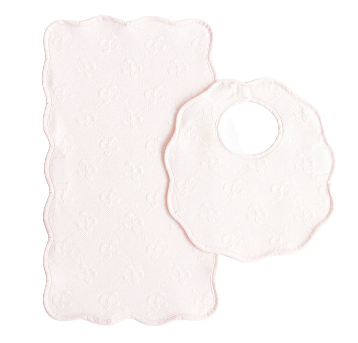 Bib & Burp Set – Pink Bows Burp Cloths Terry Tots 