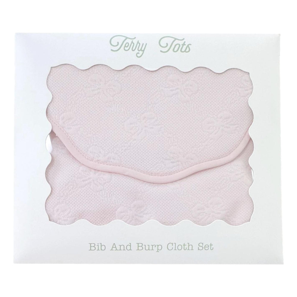Bib & Burp Set – Pink Bows Burp Cloths Terry Tots 
