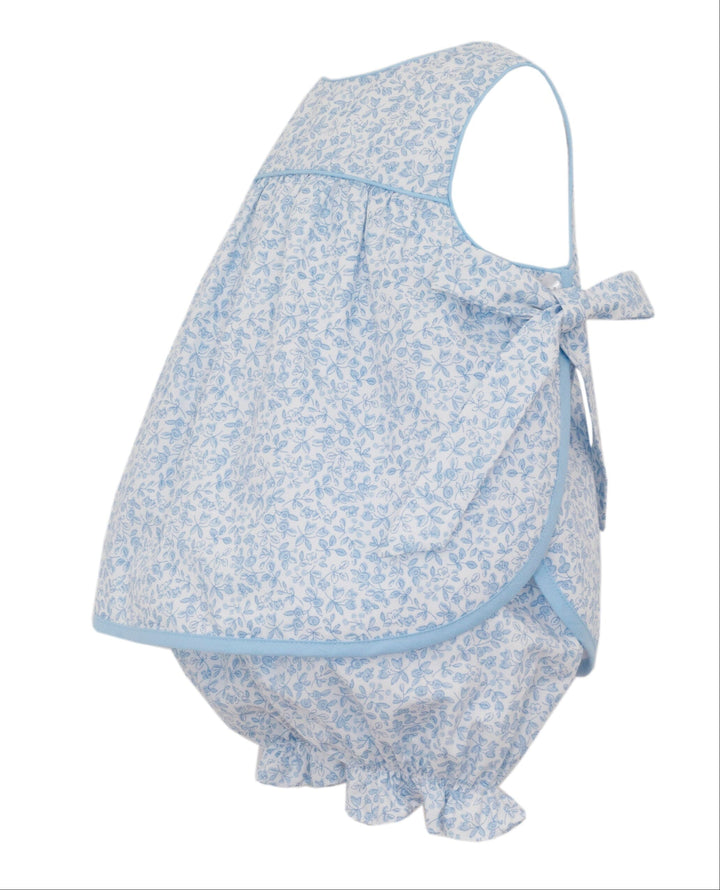 Bitty Blue Floral Apron Bloomer Set Girl Set Petit Bebe 
