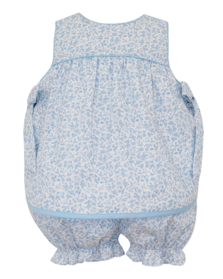 Bitty Blue Floral Apron Bloomer Set Girl Set Petit Bebe 