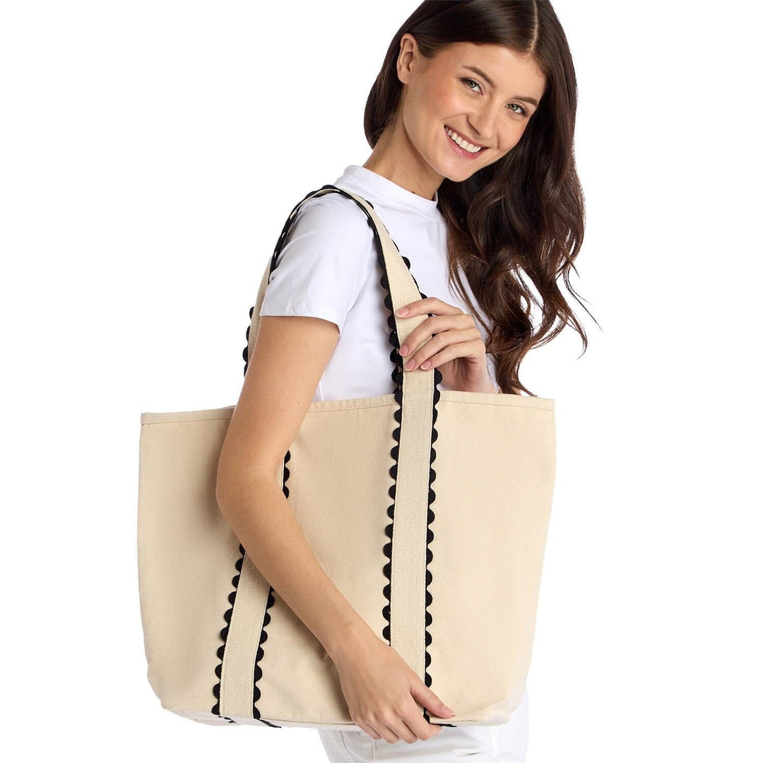 Black and Natural Ric Rac Tote Tote Two's Company 