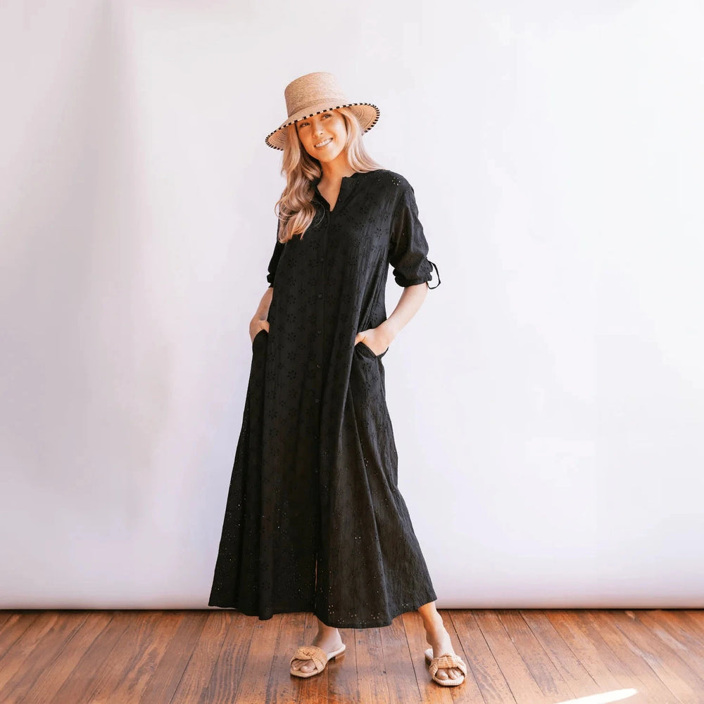 Black Eyelet Swizzle Dress Womens Dress Sunshine Tienda 