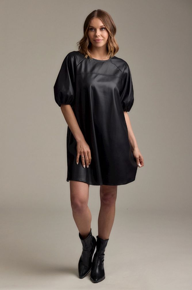 Black Raine Leather Dress Womens Dress MudPie 