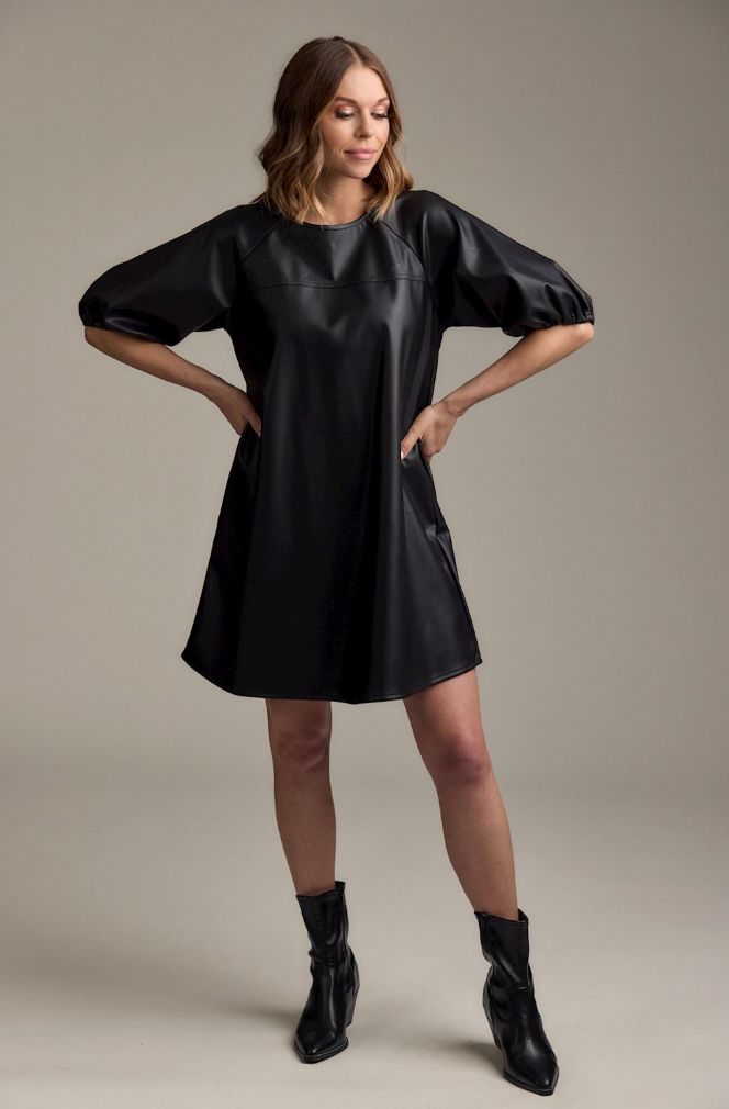 Black Raine Leather Dress Womens Dress MudPie 
