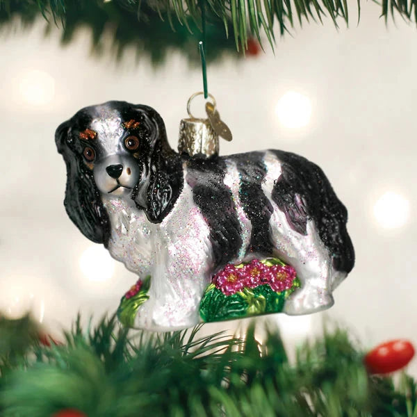 Black/White King Charles Spaniel Ornament Christmas Ornament Old World Christmas 