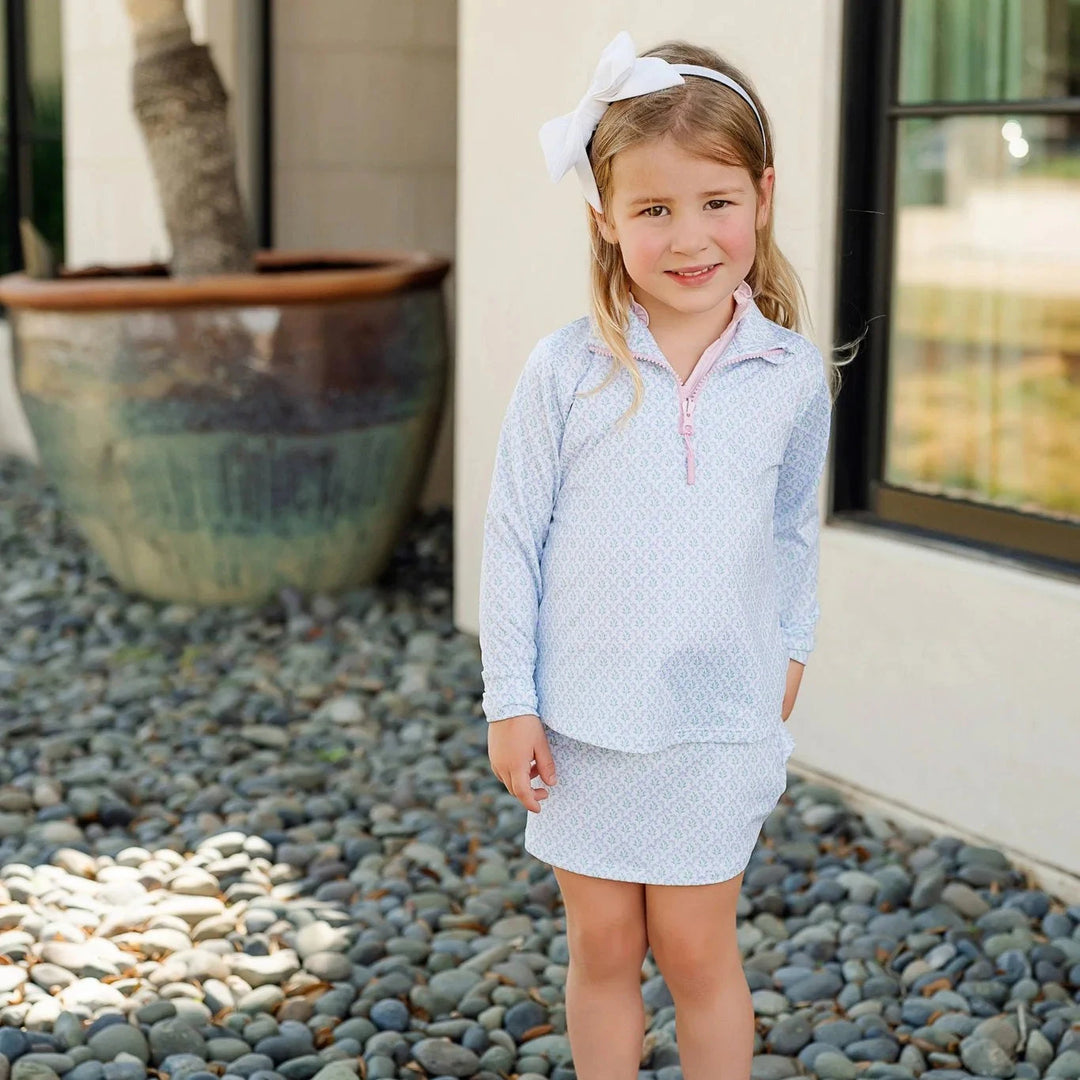 Blair Performance Pullover - Trellis Bloom Blue Girl Jacket Lila & Hayes 