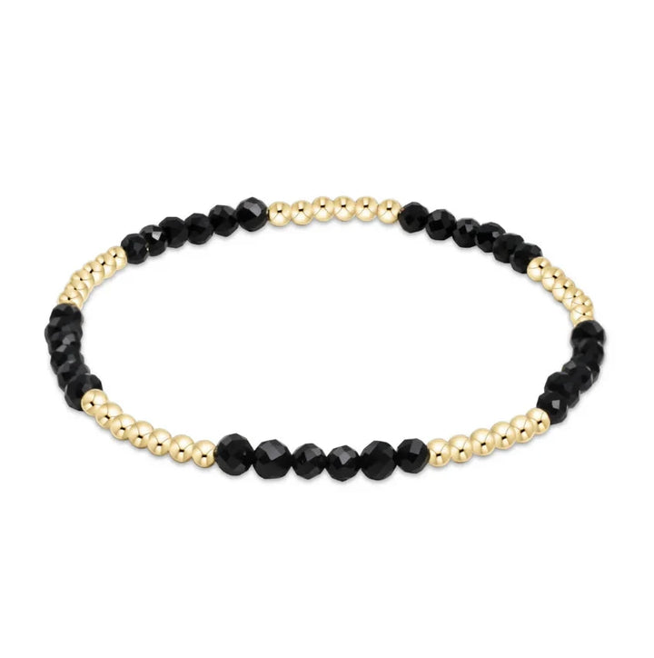 Blissful Pattern 2.5mm Bead Bracelet - Gemstones Womens Bracelet ENewton Faceted Onyx 