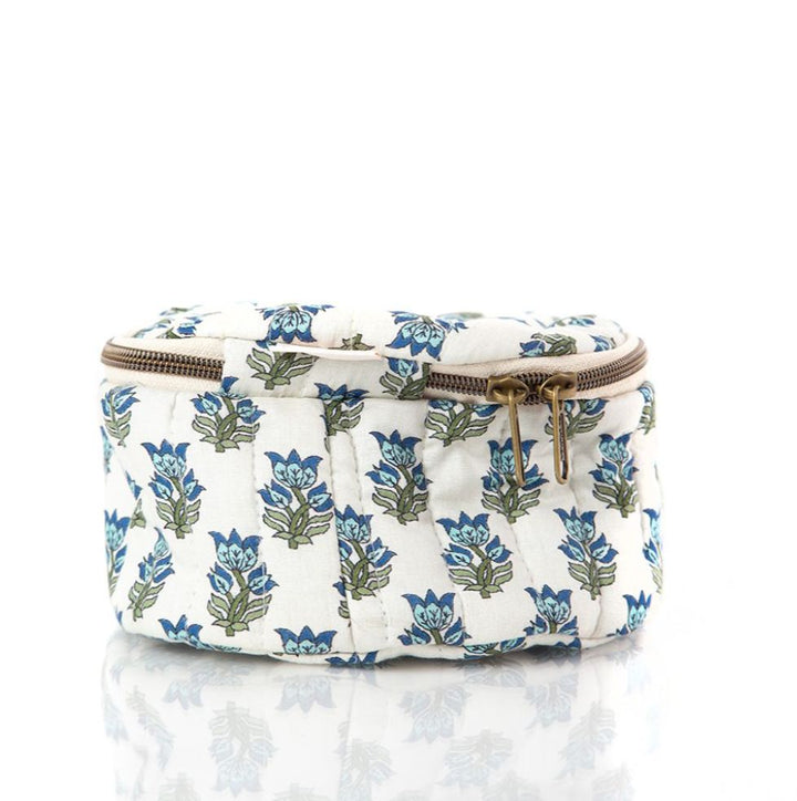 Block Print Circle Case - Aqua Cosmetic/Accessories Bags CB Station 