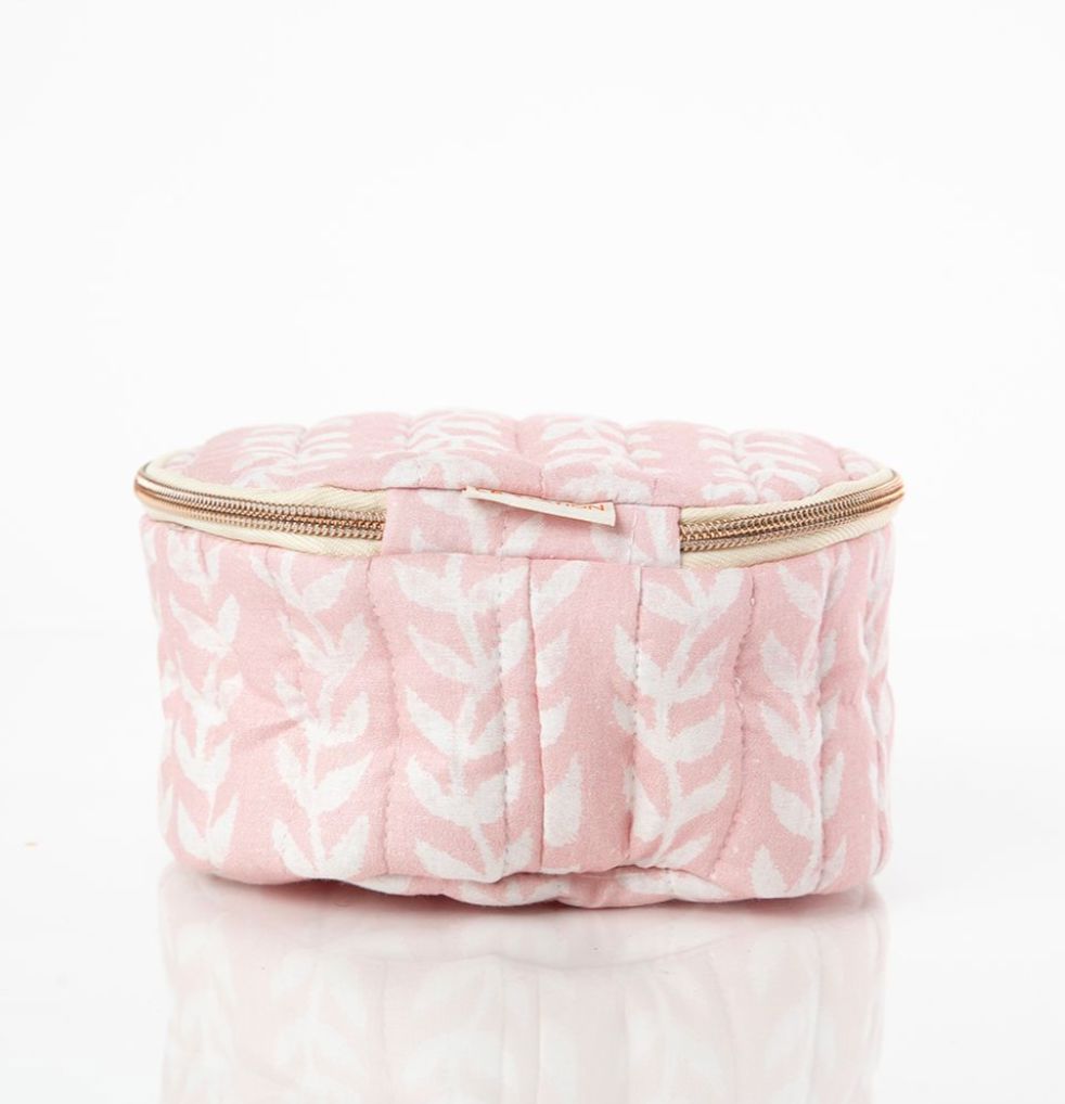 Block Print Circle Case - Powder Pink Cosmetic/Accessories Bags CB Station 