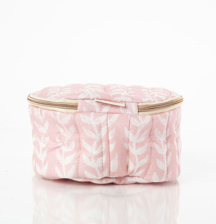 Block Print Circle Case - Powder Pink Cosmetic/Accessories Bags CB Station 