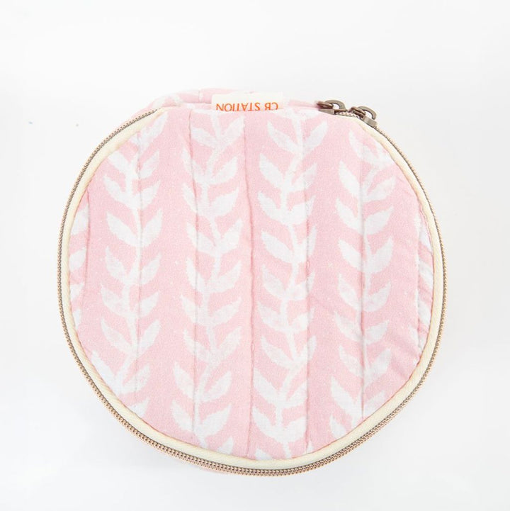 Block Print Circle Case - Powder Pink Cosmetic/Accessories Bags CB Station 