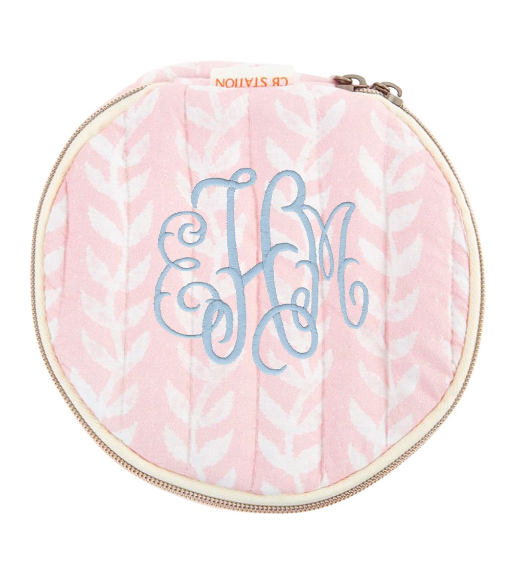 Block Print Circle Case - Powder Pink Cosmetic/Accessories Bags CB Station 