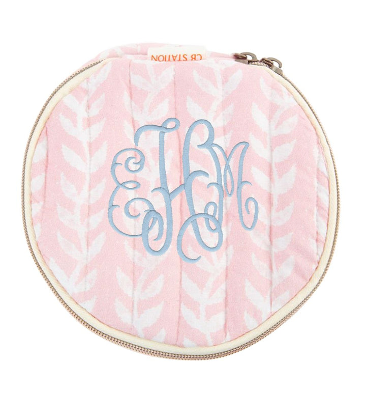 Block Print Circle Case - Powder Pink Cosmetic/Accessories Bags CB Station 