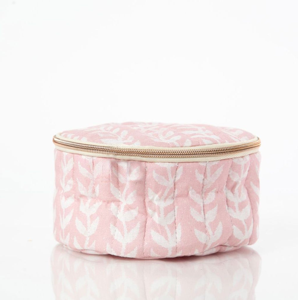 Block Print Circle Case - Powder Pink Cosmetic/Accessories Bags CB Station 